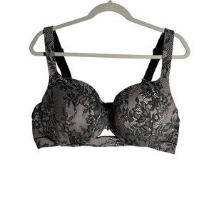 Cacique Black & Nude Lace Full Coverage Underwire Bra Size 44DD Adjustable Strap